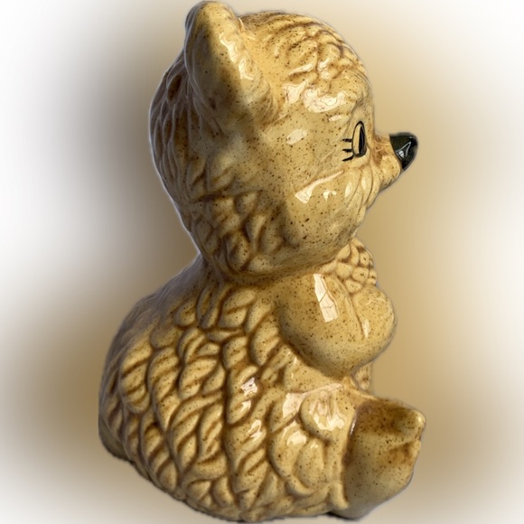 Ceramic Teddy Bear (Piggy) Bank, 7.5 inch.  Baby Shower Gift Nursery Vintage - Picture 2 of 8